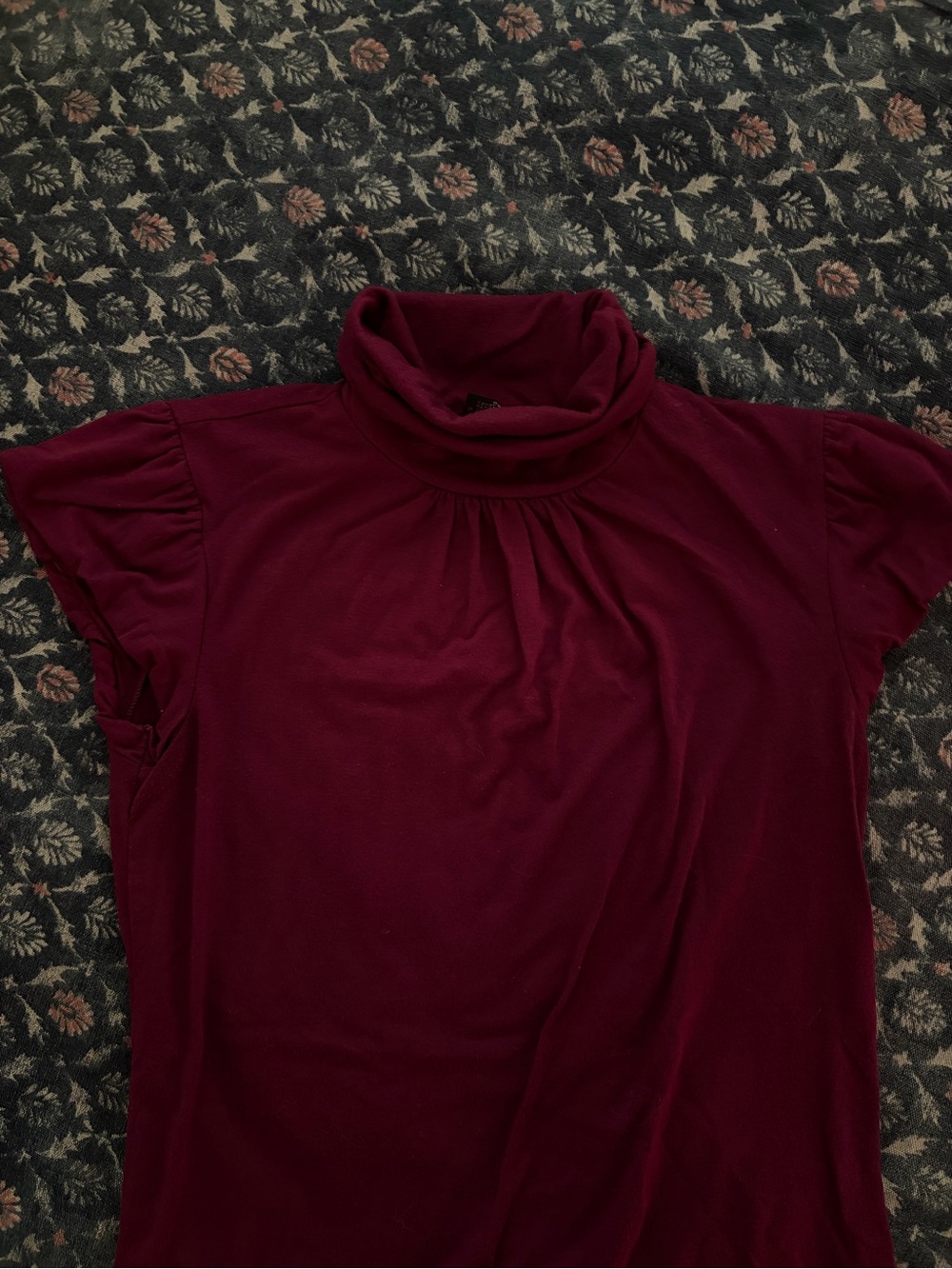 Banana Republic Short-Sleeve Burgundy Turtleneck Tee
